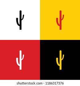 Cactus simple sign. Vector. Icons of german flag on corresponding colors as background.
