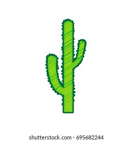 Cactus simple sign. Vector. Lemon scribble icon on white background. Isolated
