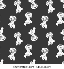 Cactus simple sketh drawn hand seamless pattern in cartoon style. For wallpapers, web background, textile, wrapping, fabric, kids design. Green color