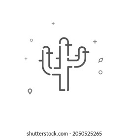 Cactus simple vector line icon. Grey sign isolated on white background. Editable stroke. Adjust line weight.