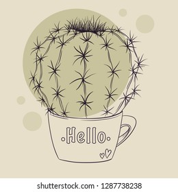 Cactus sketch print hand drawn vector illustration