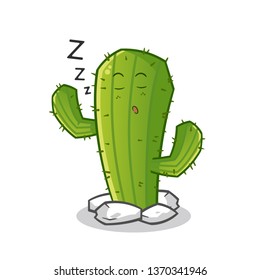 cactus sleep mascot vector cartoon illustration