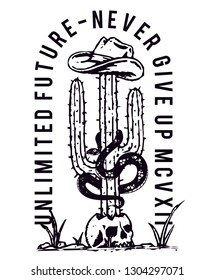 Cactus slogan print