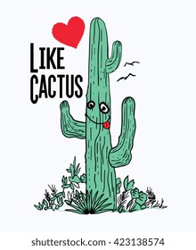 CACTUS. slogan typography, t-shirt graphics, vectors