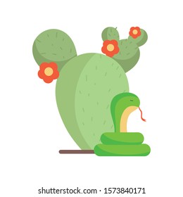 Cactus and snake design, Plant desert nature tropical summer mexico and western theme Vector illustration