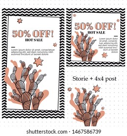 Cactus social media template pack 