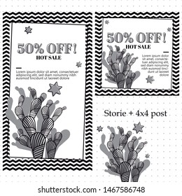 Cactus social media template pack 