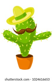 Cactus in sombrero with a big mustache. 