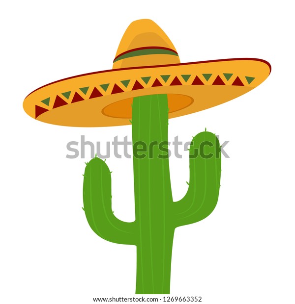 Cactus Sombrero Isolated On White Background Stock Vector Royalty Free 1269663352