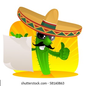 Cactus In Sombrero Shows A Scrolls