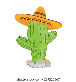 Cactus in sombrero, cactus vector, desert cactus, mexican hat