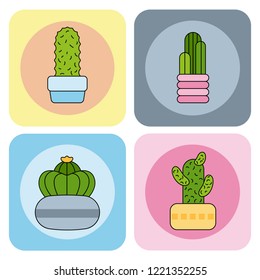 Cactus space hand drawn style. Vector illustration design.