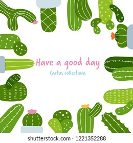 Cactus space hand drawn style. Vector illustration design.