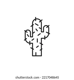 Cactus spines line icon black and white