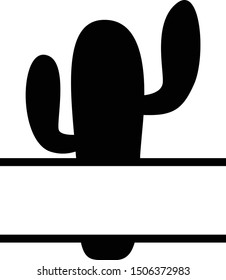 Cactus Split and Circle Monogram Vector Silhouette 