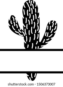 Cactus Split and Circle Monogram Vector Silhouette 