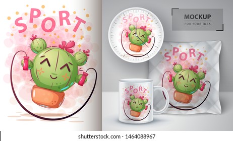 Cactus Sport - Mockup For Your Idea. Vector Eps 10