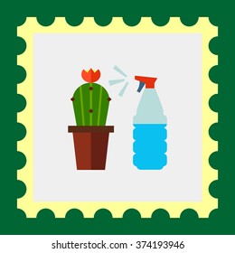 Cactus with spray bottle