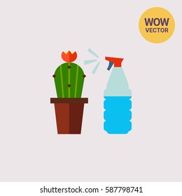 Cactus with spray bottle