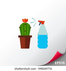 Cactus with spray bottle