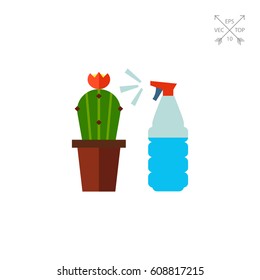 Cactus with spray bottle