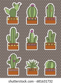 cactus sticker patch and cute color