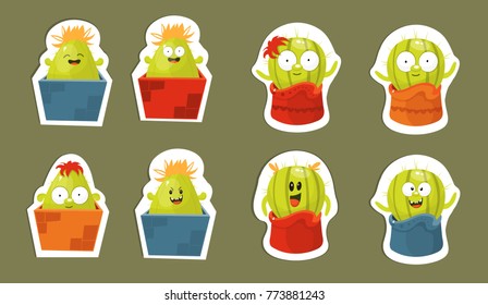 cactus stickers vector