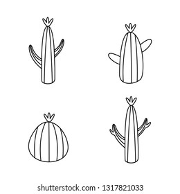 Cactus stock vectors - Vector set of bright cacti, aloe and leaves. Collection of exotic plants. Decorative natural elements are isolated on white - Cactus with flowers