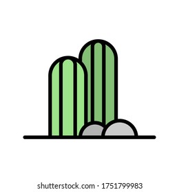 Cactus, stone icon. Simple color with outline vector elements of wilderness icons for ui and ux, website or mobile application