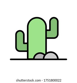 Cactus, stone icon. Simple color with outline vector elements of wilderness icons for ui and ux, website or mobile application