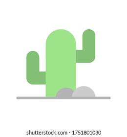 Cactus and stone icon. Simple color vector elements of wilderness icons for ui and ux, website or mobile application