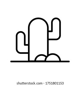 Icono de cactus y piedra. Línea simple, contorno vectorial elementos de iconos de zonas silvestres para ui y ux, sitio web o aplicación móvil