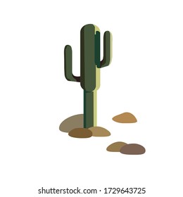 The cactus and stones image is made as a vector illustration and can be used as a print for “traveling” or “nature” topic. It can be a part of common design or printed on clothes. 