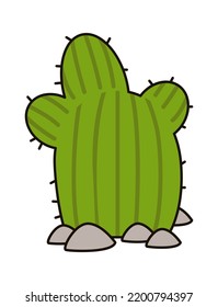 Cactus with stones. Vector illustration