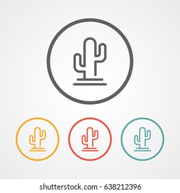 cactus stroke line logo icon with various color