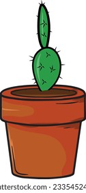 Cactus succulent desert plants vector traced artwork with tub and growing cactus indoor pot