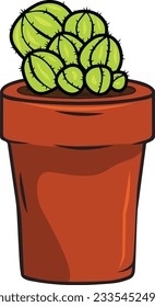 Cactus succulent desert plants vector traced artwork with tub and growing cactus indoor pot