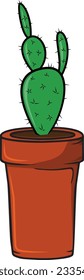 Cactus succulent desert plants vector traced artwork with tub and growing cactus indoor pot