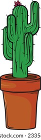 Cactus succulent desert plants vector traced artwork with tub and growing cactus indoor pot