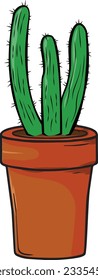 Cactus succulent desert plants vector traced artwork with tub and growing cactus indoor pot