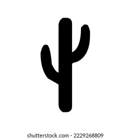 Cactus, succulent, exotic, tropical, wild, and desert plant, graphic, vector, illustration in black color, isolated on white background