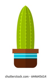Cactus, succulent. Flat color icon, illustration of potted plant isolated on white background. Object for design