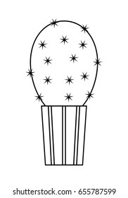 Cactus, succulent. Flat linear icon, illustration of potted plant isolated on white background. Object for design