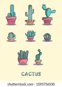 Cactus and succulent flat vector set