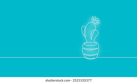 Cactus succulent plants. Home plants one line ink sketch flowers in a pot decorative houseplant cactis. Contour outline vector illustration