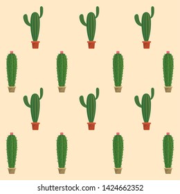 Cactus succulent plants pots pattern background vector illustration graphic design