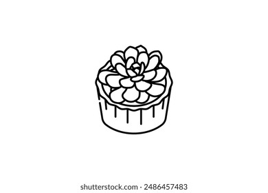 cactus succulent in pot hand drawn vector outline doodle icon. Decorative potted house plant sketch illustration for print, web, mobile and infographics isolated on white background.