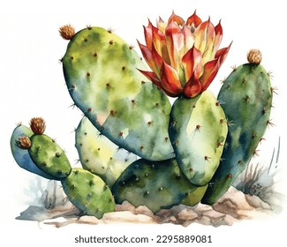 Cactus y suculento en olla aislada en acuarela blanca. La ilustración de cactus se puede utilizar como impresión, hogar o decoración de jardín.