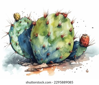 Cactus y suculento en olla aislada en acuarela blanca. La ilustración de cactus se puede utilizar como impresión, hogar o decoración de jardín.