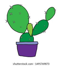 Cactus, succulent in a pot on a white background. Ready-made illustrations for postcards, posters, stickers, Souvenirs, notebooks, calendars, design.
Hand-drawn.Cartoon style. Vector
